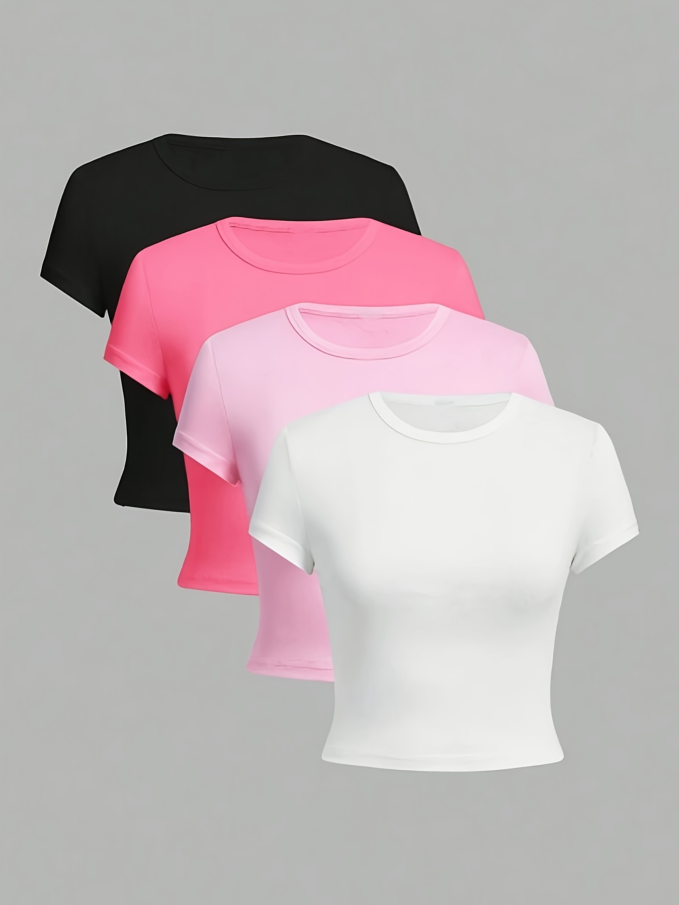 4pcs camisetas manga corta cuello niñas modernas Temu Switzerland