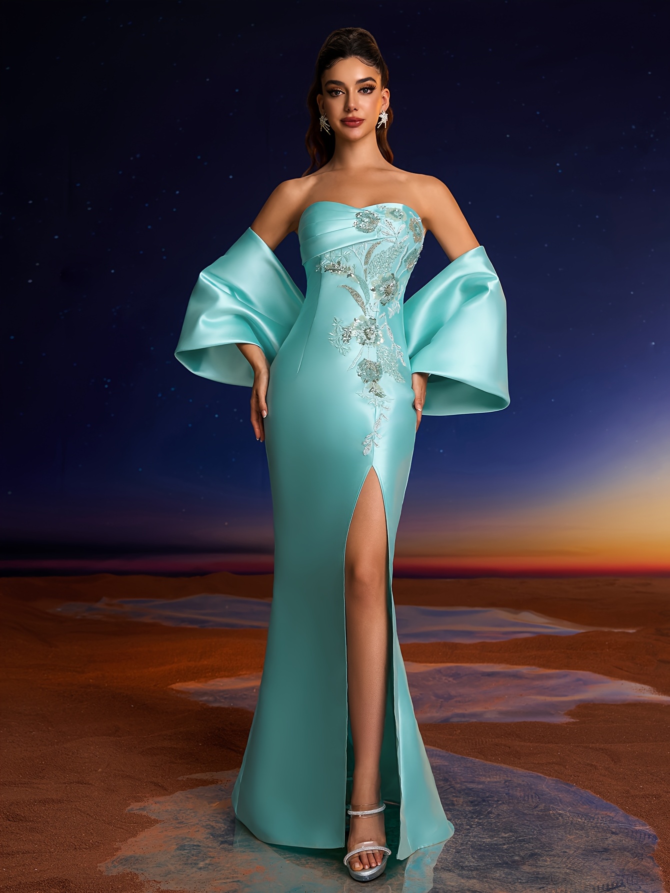 sachin and babi light blue dress Elegant Mint Turquoise Tulle Short Formal Dress With White Applique,  Turquoise Bridesmaid Dresses