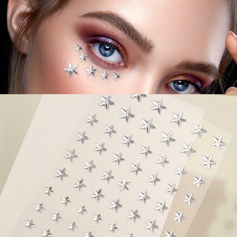 

Star-shaped Self-adhesive Acrylic Rhinestone Stickers, For Festivals, Parties & Stage Makeup, Assorted Sizes - 1 Sheet Jewels