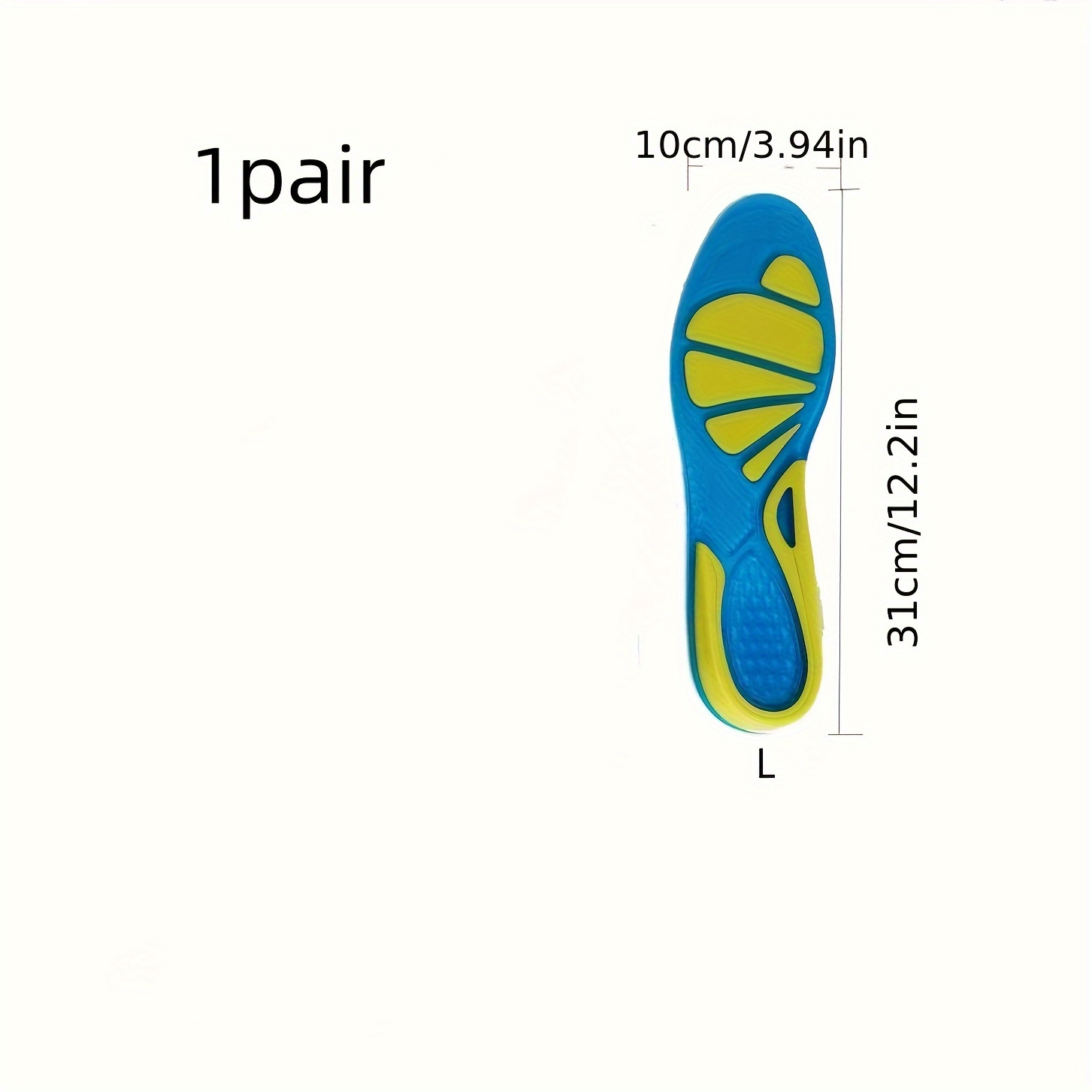 TEMU Silicone Sports Insoles - Anti-slip, Shock-absorbing, Odor-resistant For Running & Casual Wear