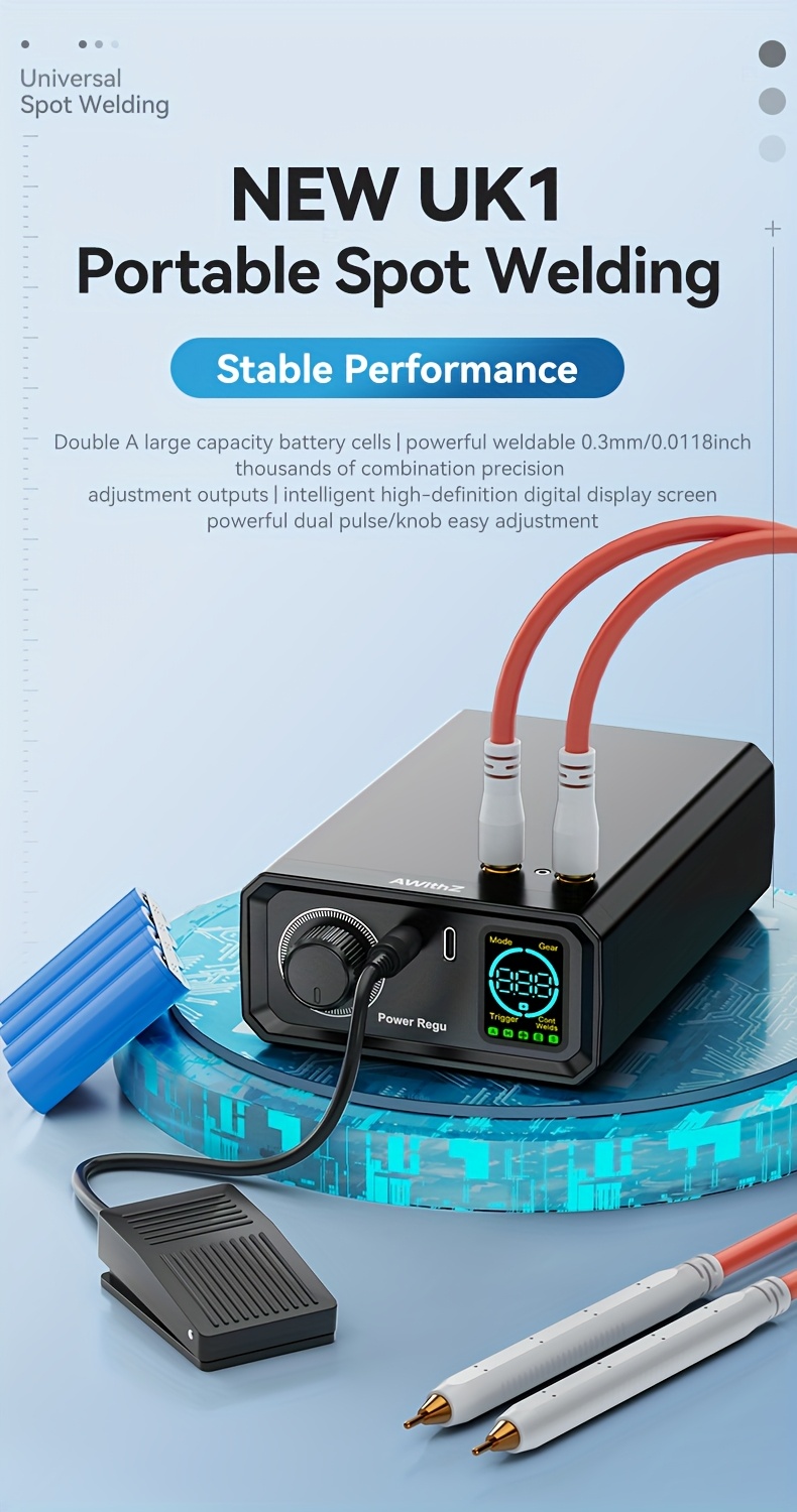 AWithZ Portable Spot Welding Machine Professional Heavy-Duty 9000W Dual Pulse Welder with 999-Precision Adjustment & Digital Display, for Nickel/Nickel Plating/Steel/Iron/Copper Welding - /Workshop Use