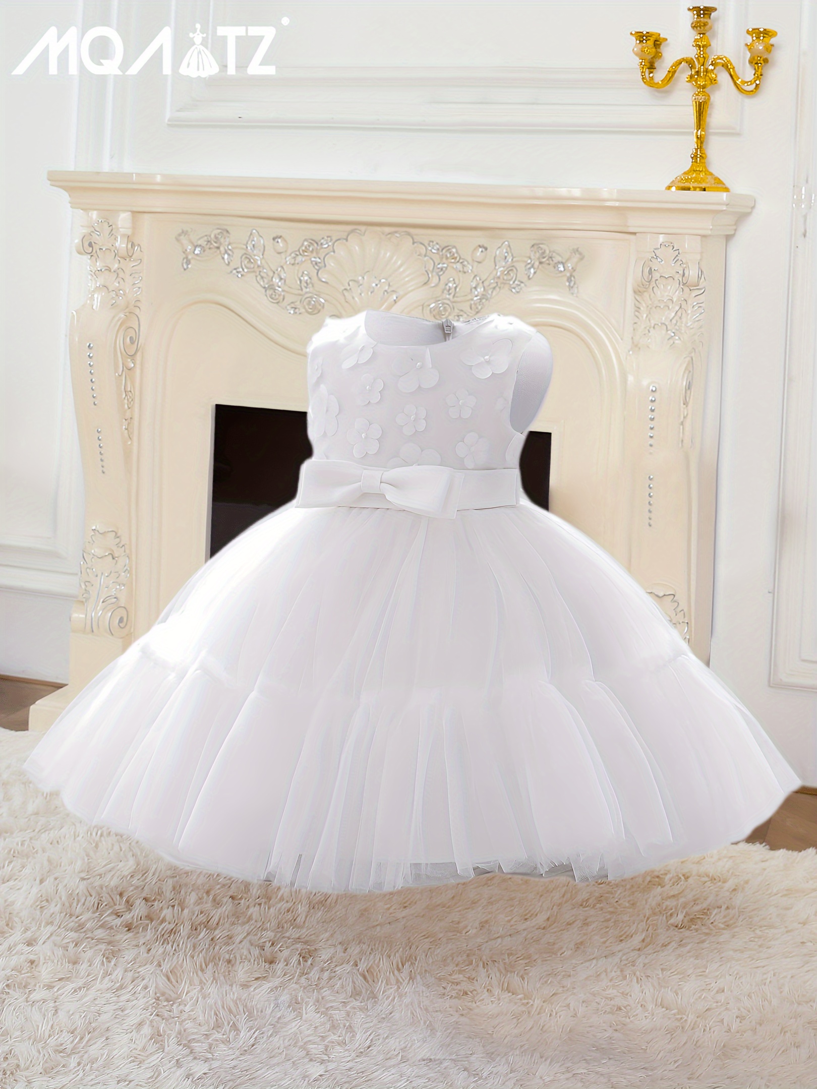 Girls Sleeveless Princess Denim Mesh Skirt - Baby Dress With Bow For Ages 3-24 Months