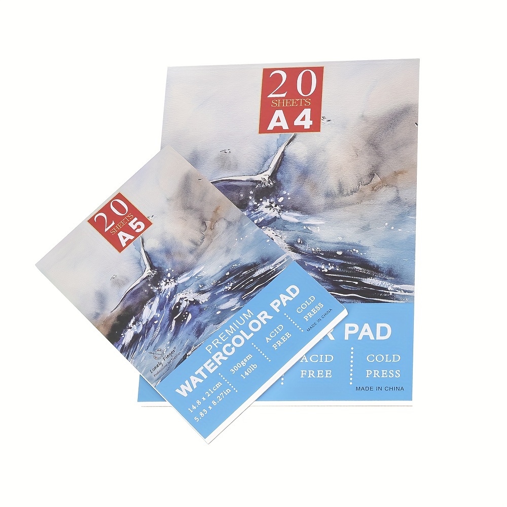 

A4/a5 Watercolor Pad, 140lb/300gsm, 20 Sheets, Cold-pressed, Acid-free, Artist Paper For Adults And Students - Painting, Gouache, Mixed Media And Ink
