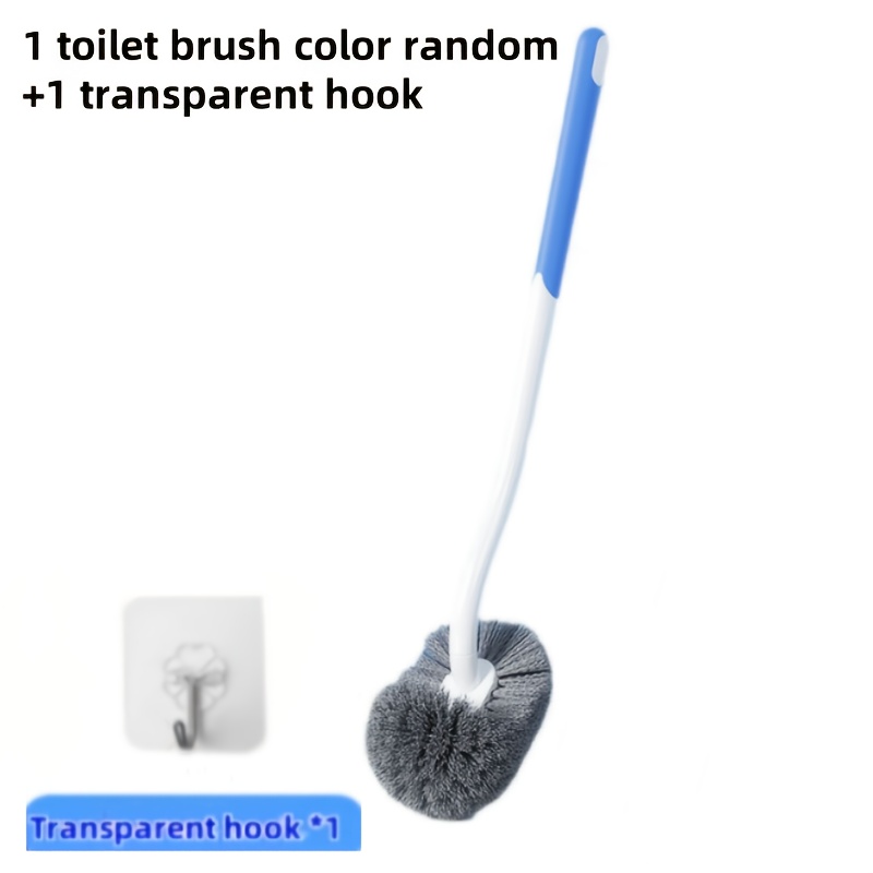 E-shop Wandmontierter Toilettenbürste mit weichen Borsten, langem Stiel Haken ohne toten Winkel, Toilettenbürste mit Halterung langem Stiel,
