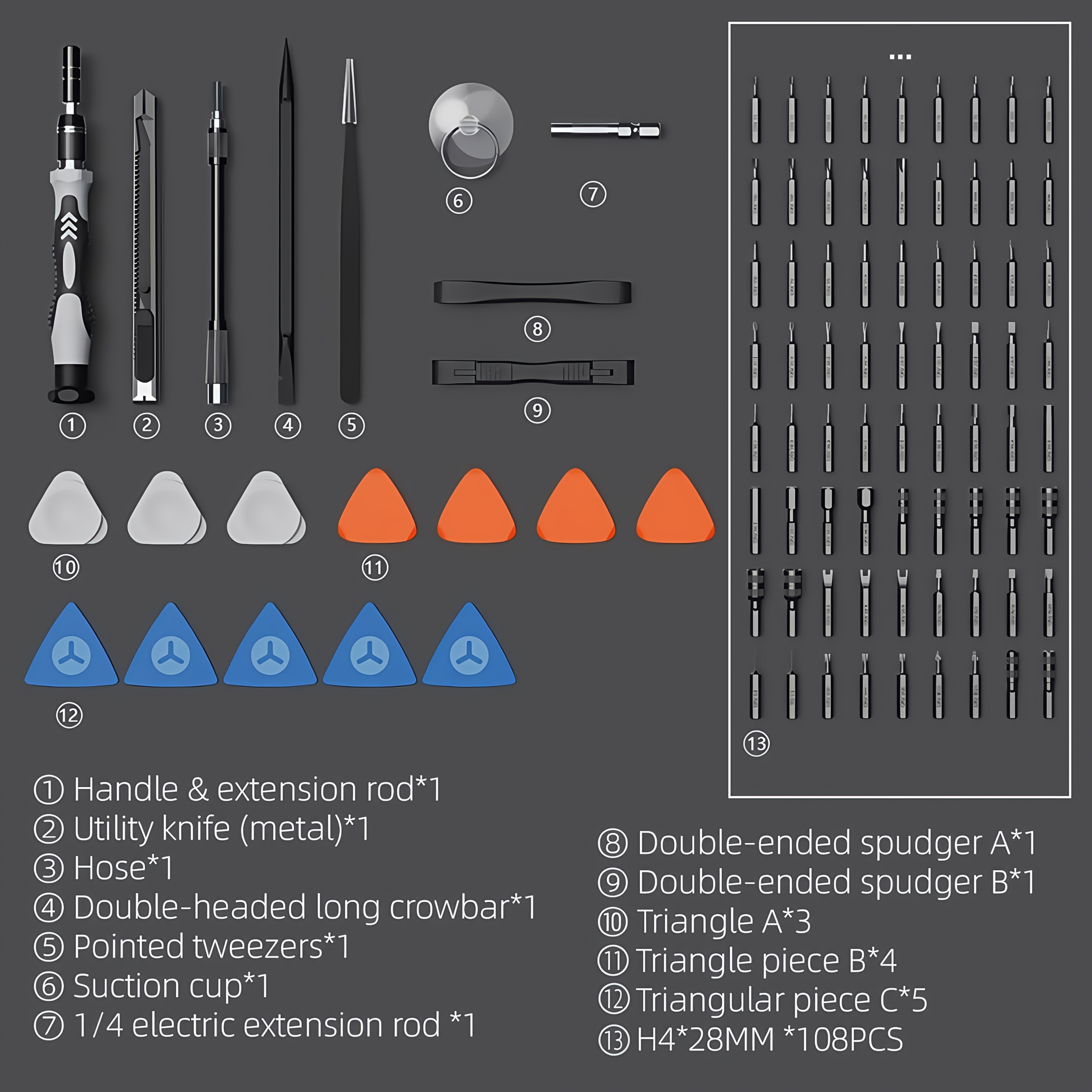 132in 1 small precision screwdriver set   repair tool kit with 108 magnetic screwdriver bits   screwdriver set with extension rod kit for phone computer tablet watch anti slip handle and 360 rotating flexible hose design Product details 2