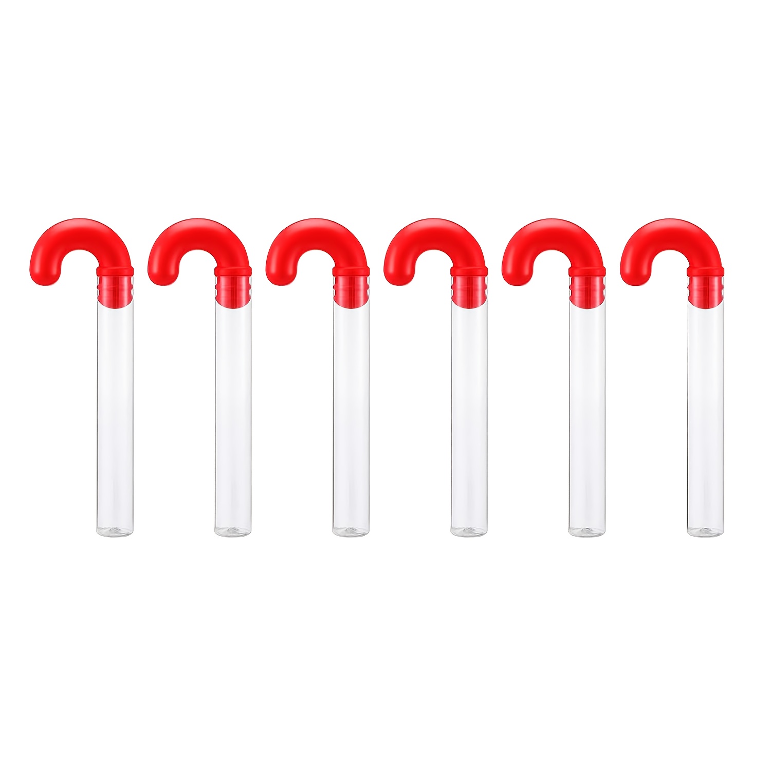 TEMU 6/ 12pcs Large Candy Cane Plastic Tubes, Transparent With Red Lid, Christmas Party Supplies, Festive Gift Filler For Christmas, Home & Kitchen