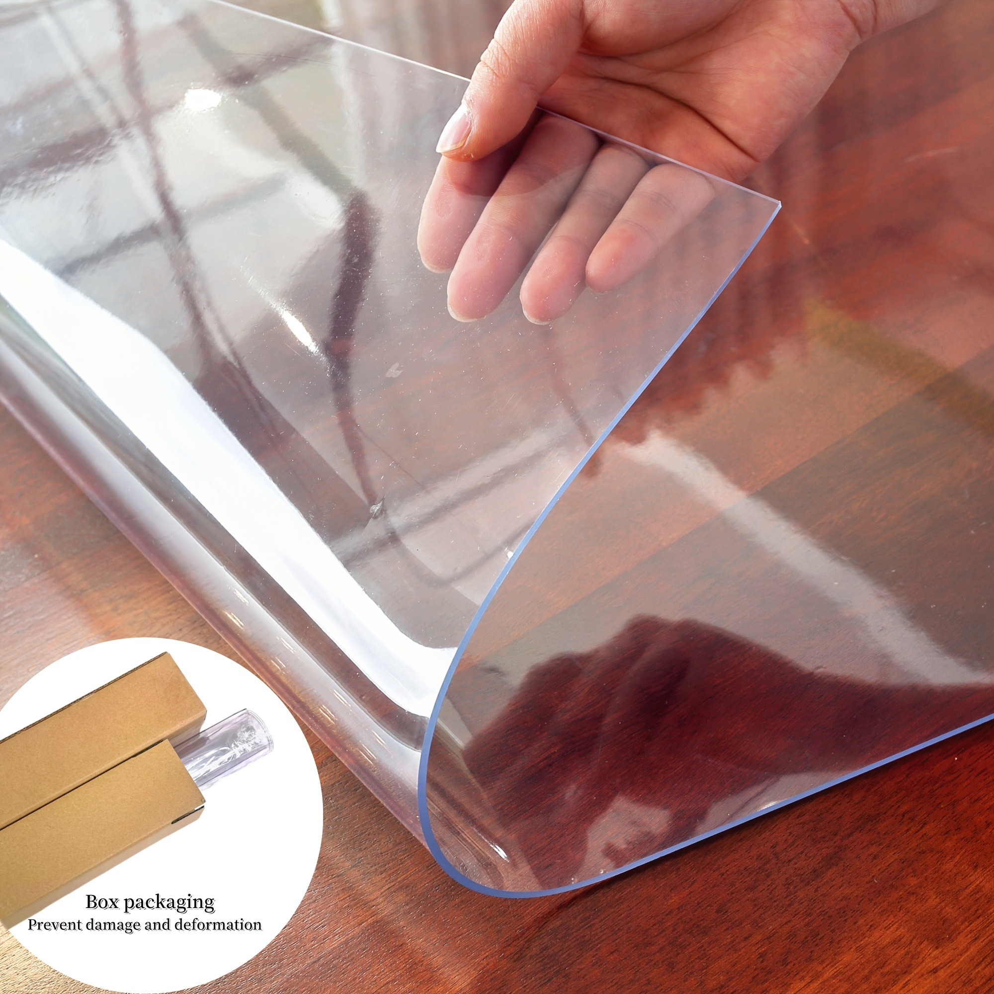 Nappe De Couverture De Table Transparente En PVC Imperméable Tapis De Protection De Bureau