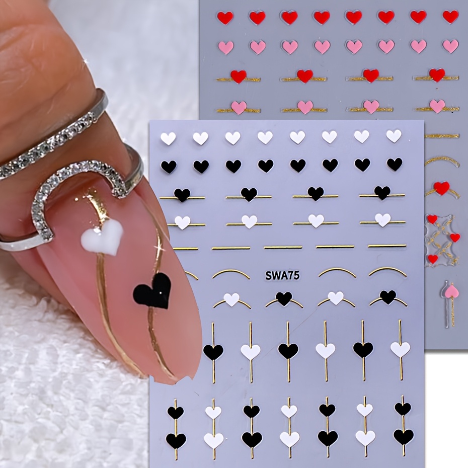 

2pcs Saint-Valentin Nail Art Stickers en de cœur, autocollants en plastique avec paillettes, , thème de l', rectangulaire, unique, non parfumé, pour en plastique.