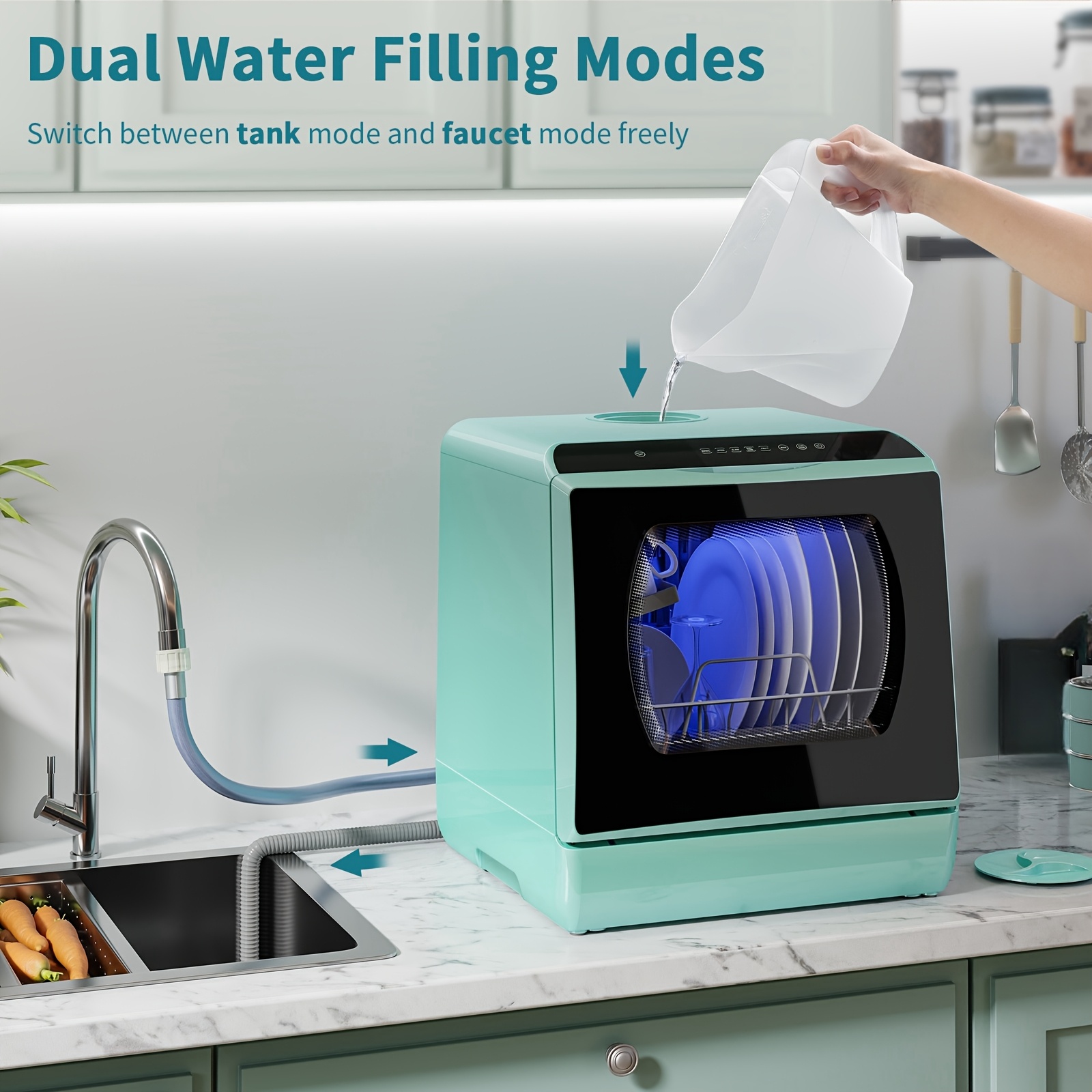 Portable Dishwasher Compact Countertop Dishwasher 5L Tank,