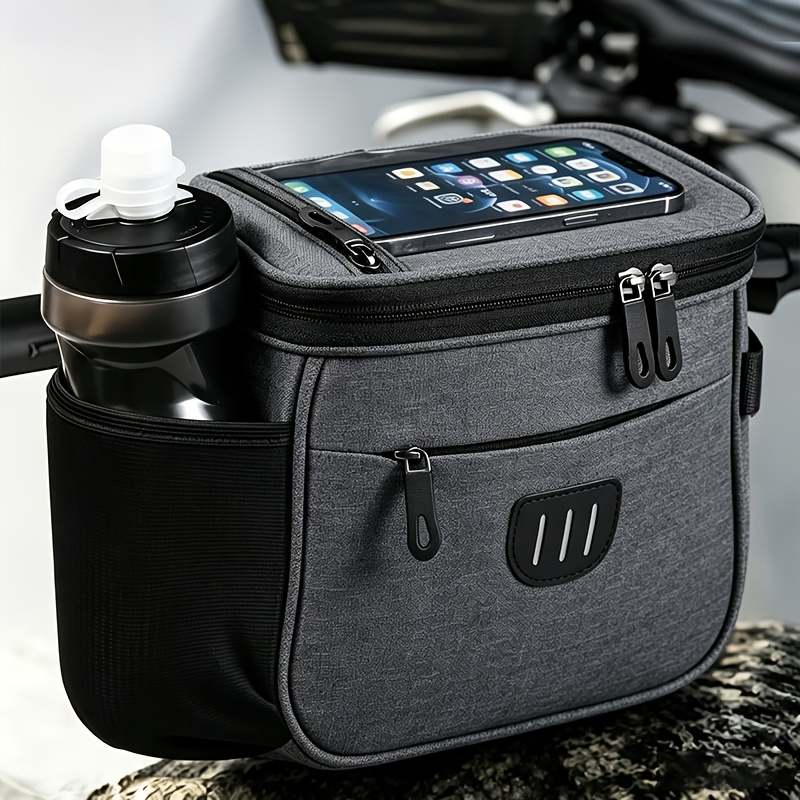 TEMU Borsa da manubrio per biciclette qualit� con finestra per telefono touchscreen, borsa portaoggetti anteriore per bici, borsa porta telefono da