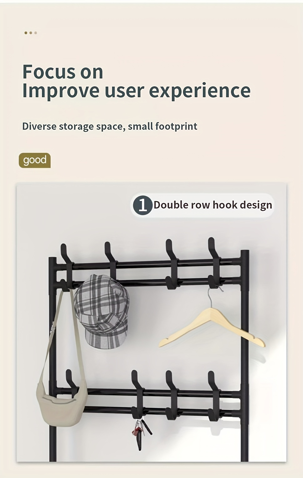 4-5 Tier Hallway Organizer with 8 Hooks - Space-Saving, Easy to Assemble, Durable Design for Entryways And Bedrooms, Minimalist Style - Black/White, Perfect for Entryway Storage, Freestanding Shoe Rack