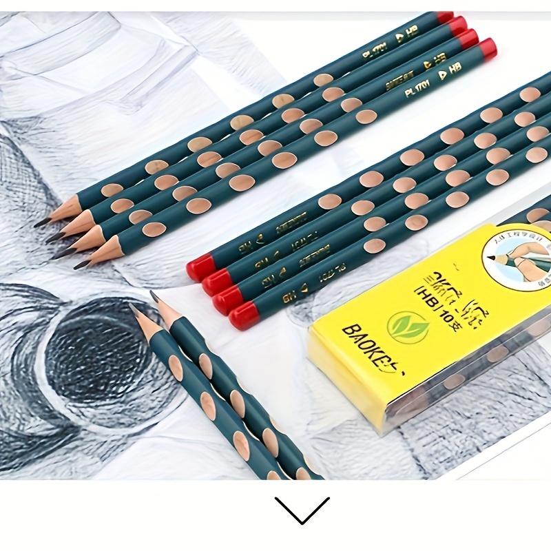 

10pcs Baoke Hole Pencils Hb Correction Grip Writing Triangle Pencil Erasable Stationery Office Supplies