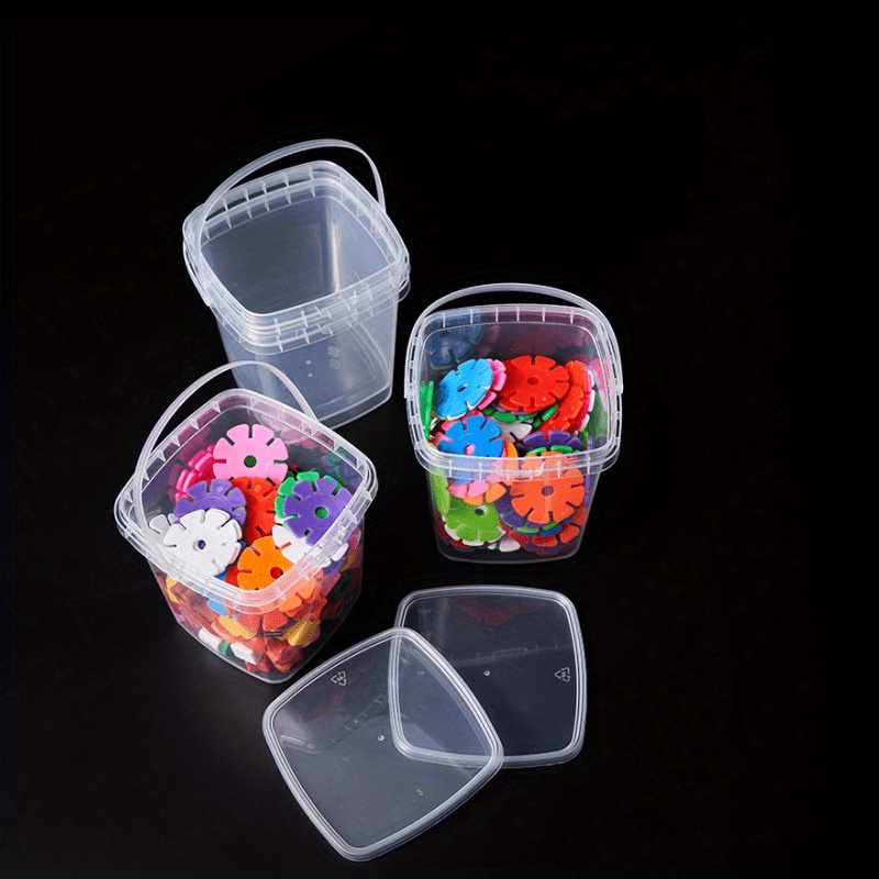 6pcs Mini Square Plastic Buckets with Lids and Handles
