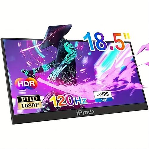 18 5 inch portable monitor 1080p fhd ips gaming screen 120hz refresh rateideal as a secondary display for laptops smartphones game consoles and more with a built in stand and dual speakers note this product cannot be used