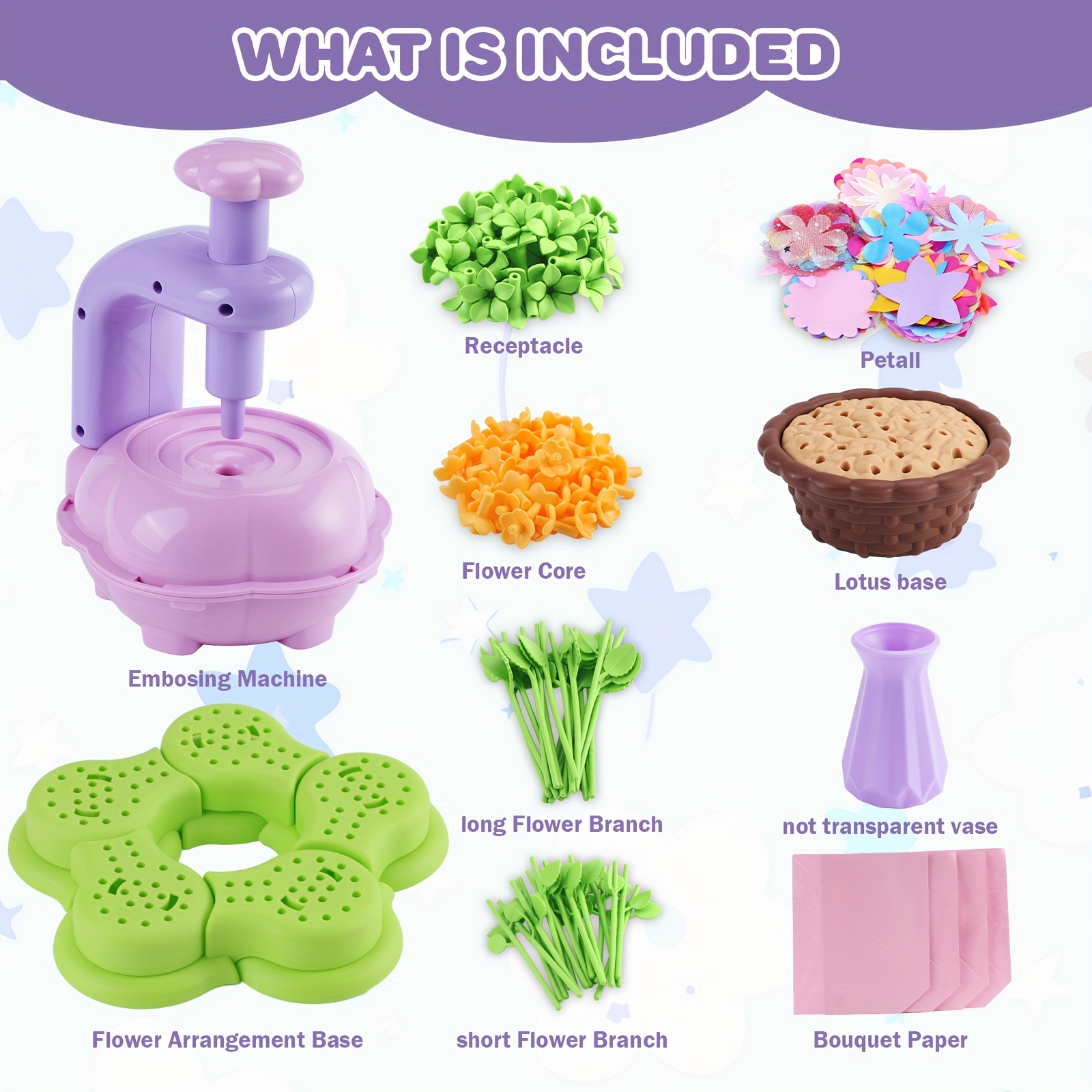 Fabric Flower Bouquets Toys, DIY Craft Kits Toys For Kids - Flower Market Toy, Build Your Flower Bouquet, Arts & Crafts For 4 5 6 7 8 Year Girl, Educational Activity Preschool B-Day Gifts