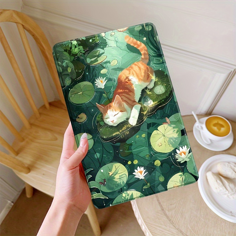 

Summer & Cat -up Tablet Case For Ipad Air 1/2/3/4/5, " (2018/2020/2021/), 4/5/6 -