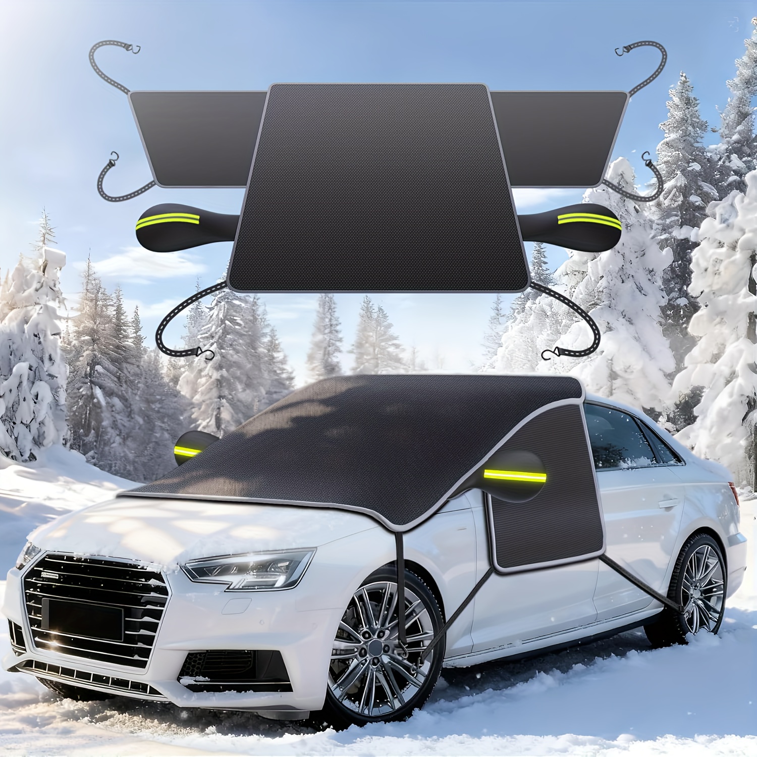 [upgraded Version] 600d And Pu Coated 7-layer Car Windshield Snow Cover, [efficient Winter Protection] Snow, Frost, And Rain, Universal Fit For Sedans, Suvs, And Medium Trucks