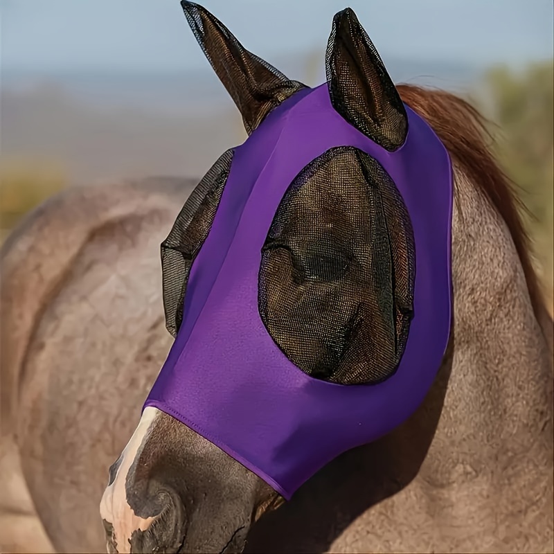 

Horse Fly Mask, Breathable Polyester Fly Repellent Head Cover For Horses, Durable Equine Insect Protection Gear - Single Pack.