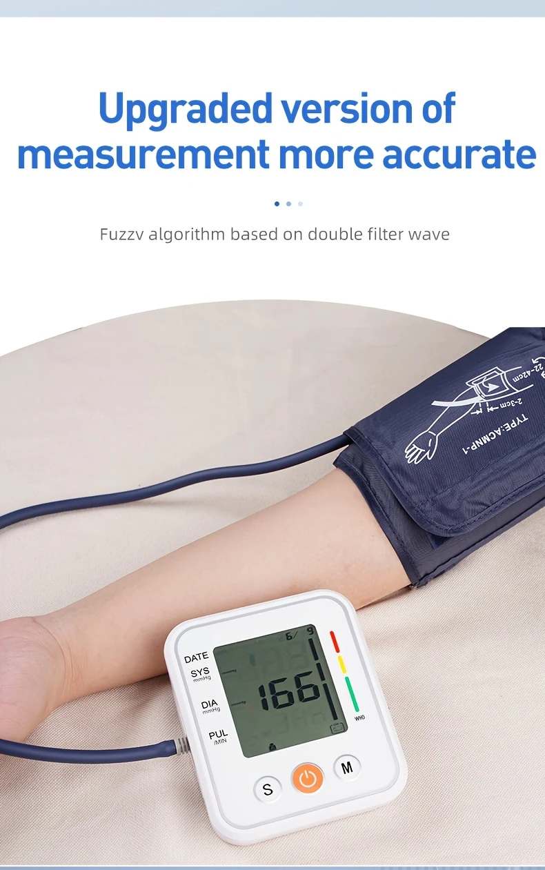 b01 arm type blood pressure meter fully meter display simple operation cuffs adjusted suitable for family high and low blood pressure arrhythmia test elderly health guards details 2
