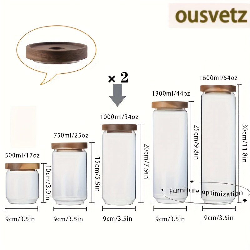 2 High Borosilicate Glass Storage Cups With Lids, Water-resistant And Durable. Suitable For Storage. Used , Dining Room And Bedroom