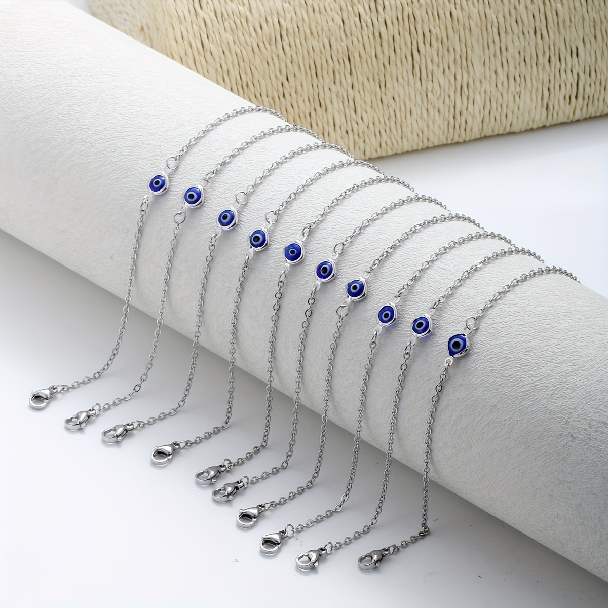 E-shop 12 Stück Edelstahlkette Minimalistischer Böser Blumen-Charm Armband Lose Bulk Mode Schmuck Großhandel