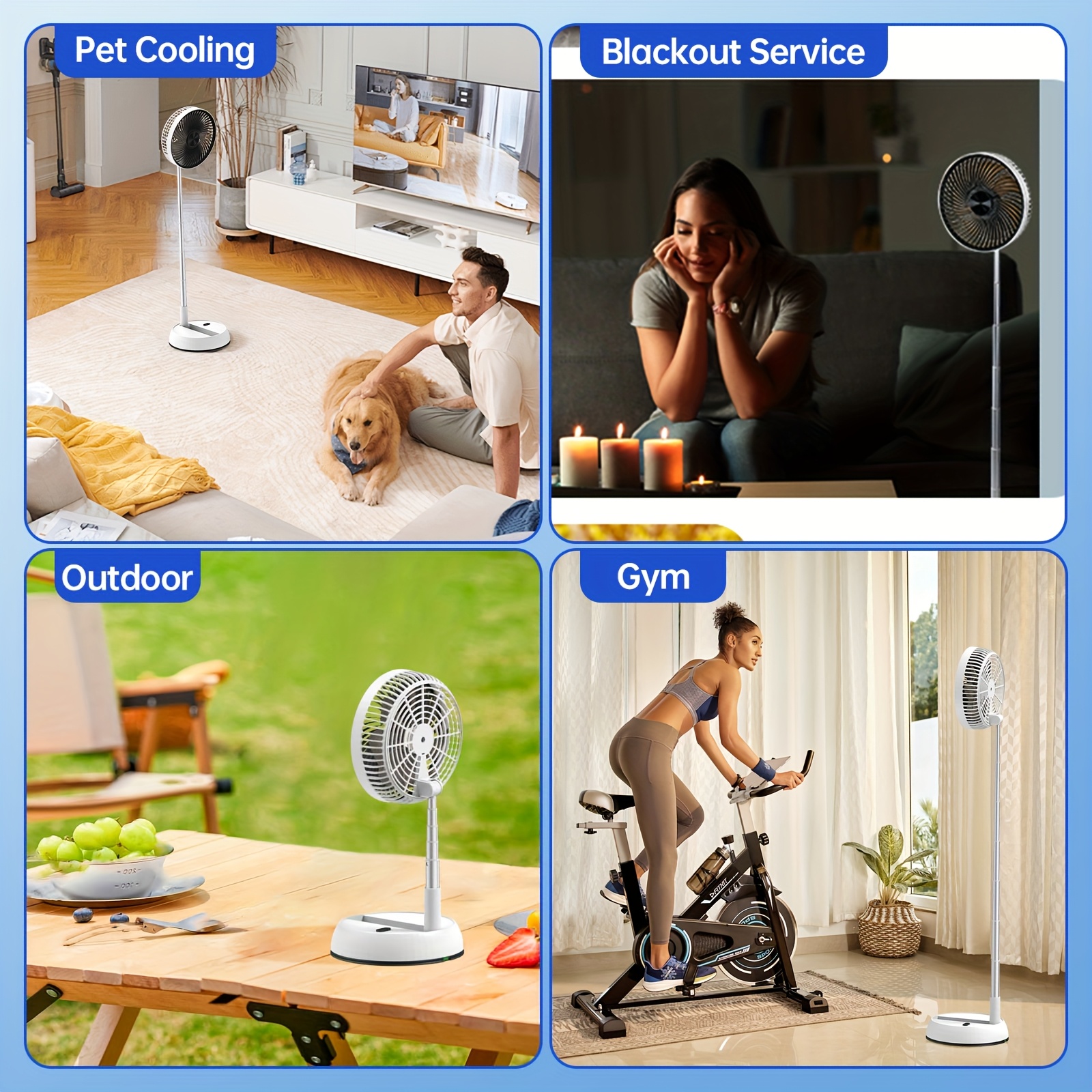 Portable 8-Inch Folding Fan with a 7200Mah High-Capacity, Featuring a Retractable Design And Remote Control, Ideal for Outdoor Activities And Camping