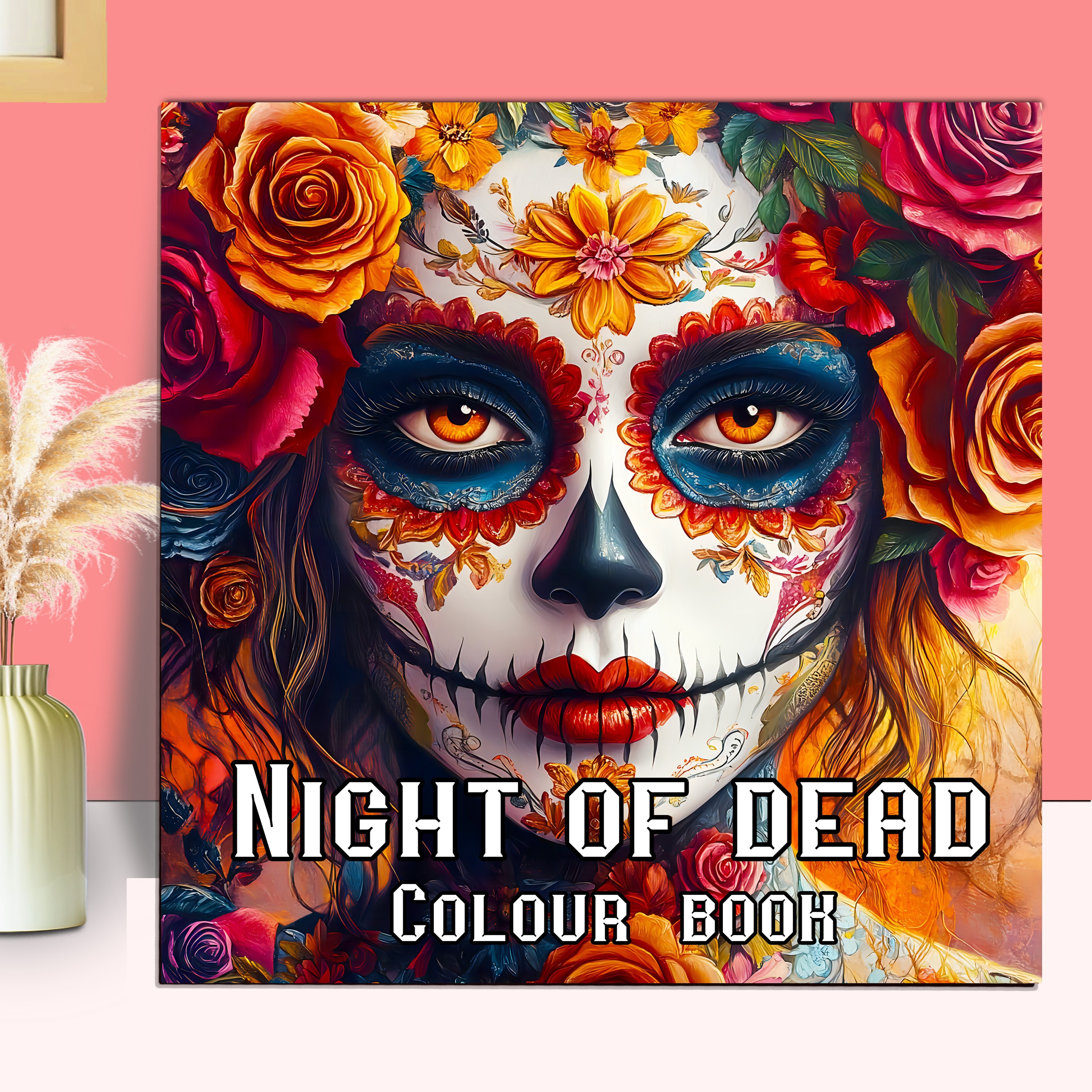 

1pc "night Of The Dead" Deluxe Coloring Book - 20 Pages With Vibrant & Floral Designs, Adult Art, Ideal For Halloween & Christmas Party Gifts, Halloween Coloring Book, Winter, New Year