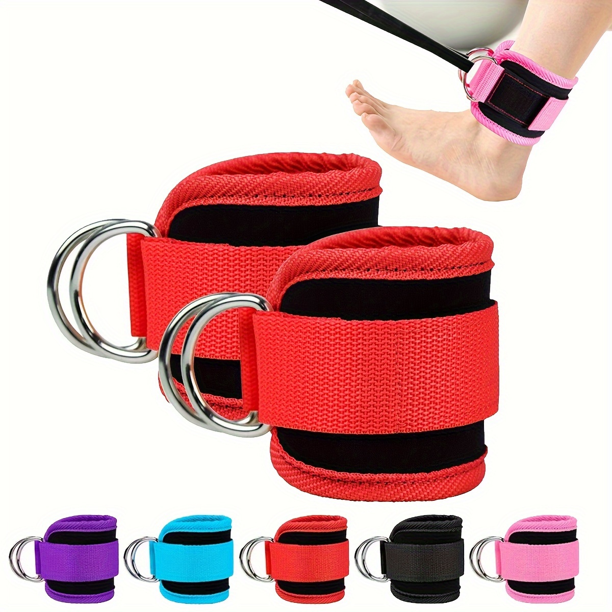 

2pcs Ankle Straps For Cable Machines, Padded Fitness Ankle Straps, Adjustable Strength Training Ankle Strap, Durable Gym Ankle Wrap For Workouts