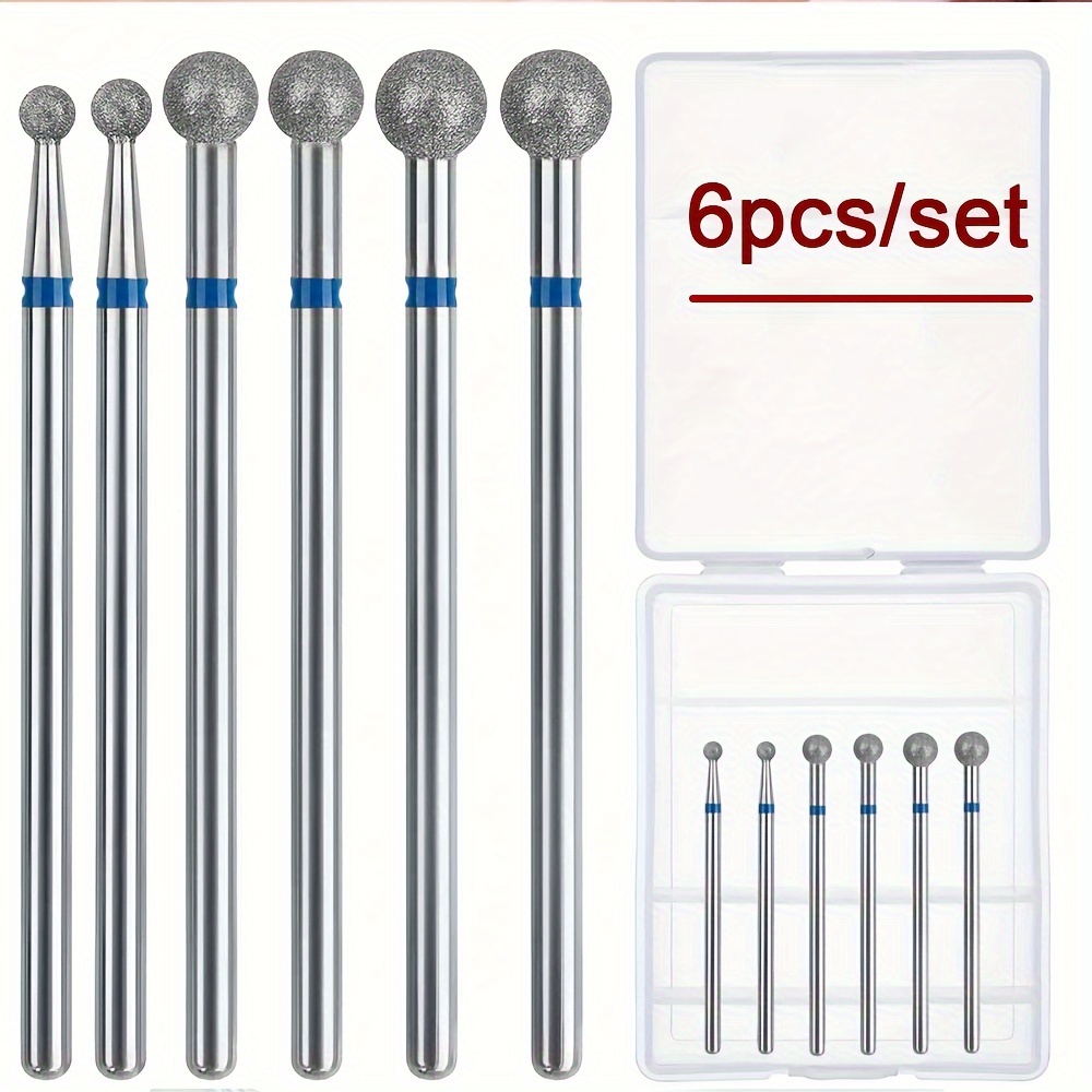 

6pcs Ball Shape Cuticle Clean Nail Drill Bit Set 3/32'', Safety Carbide Cleaner For Dead Skin, Manicure Nail Salon Supplies, Professional Design For Nail , Unscented