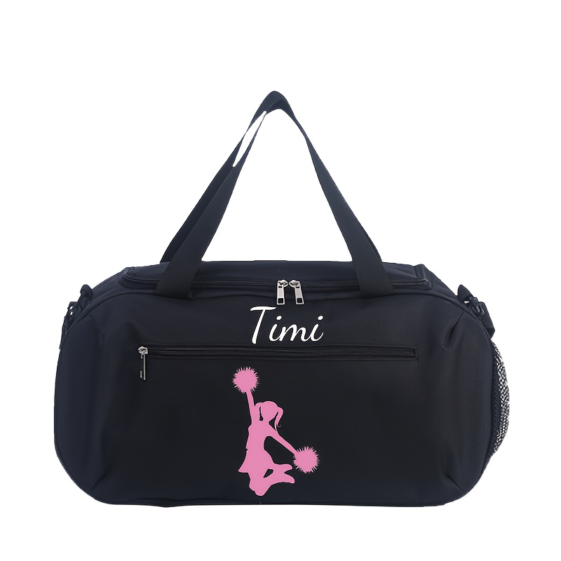 TEMU Women's Ized Name/number Tote Bag - Text Cheerleader Print Nylon Bag With Adjustable Strap & Zipper Closure, Lightweight Spacious Suitable For