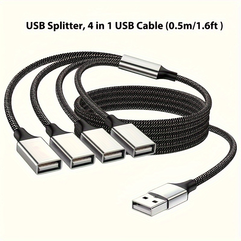 TEMU Wowssyo Répartiteur USB 4/3/2-en-1 : Un Connecteur se Connecte à Plusieurs Connecteurs Femelles ; Adaptateur USB 2.0 ; Répartiteur USB 1 vers