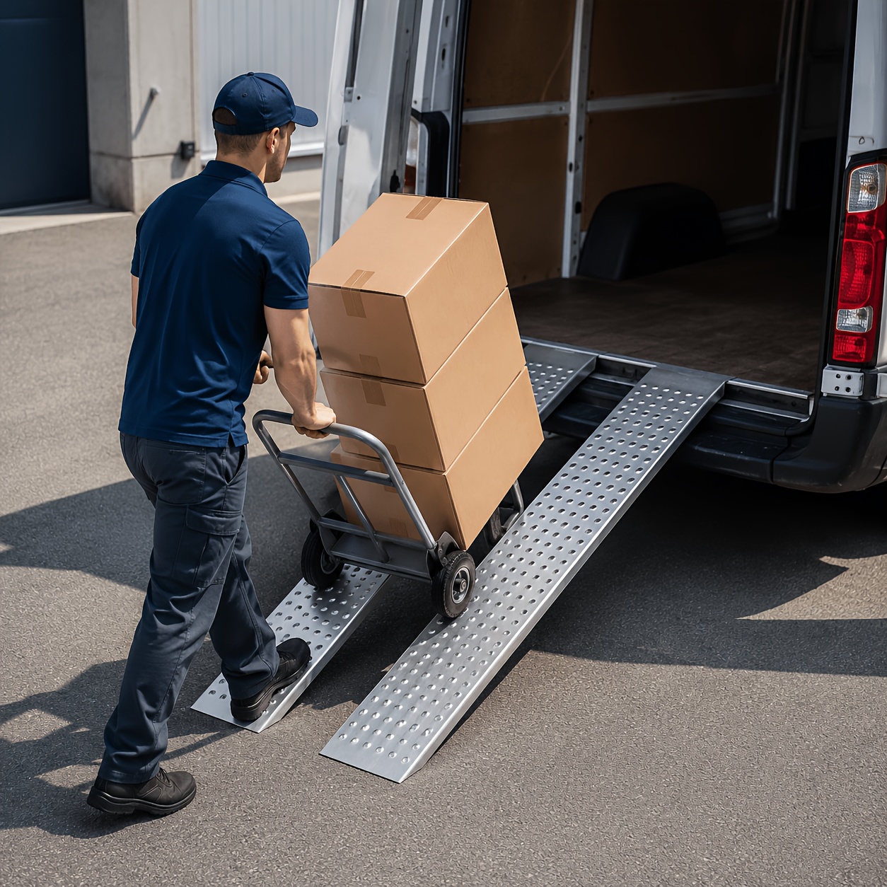 Image of 2pcs Galvanized Steel Loading Ramps 135cm Slope Ramp Heavy Duty Material Handling Ramp Rails Non-slip Trailer Ramp Pair 400kg