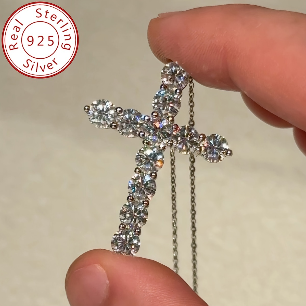 

Sparkle 1.1ct Moissanite Cross Pendant Necklace 925 Sterling Silver Valentine's Day Gift Luxury Ladies Jewelry Gifts For Women