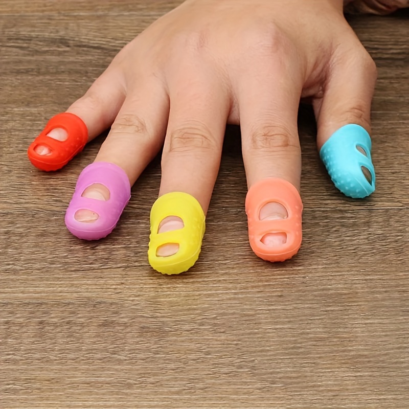 5pcs Breathable Silicone Thimbles - Multicolor, Protective Finger Sleeves for DIY Crafts & Sewing Accessories