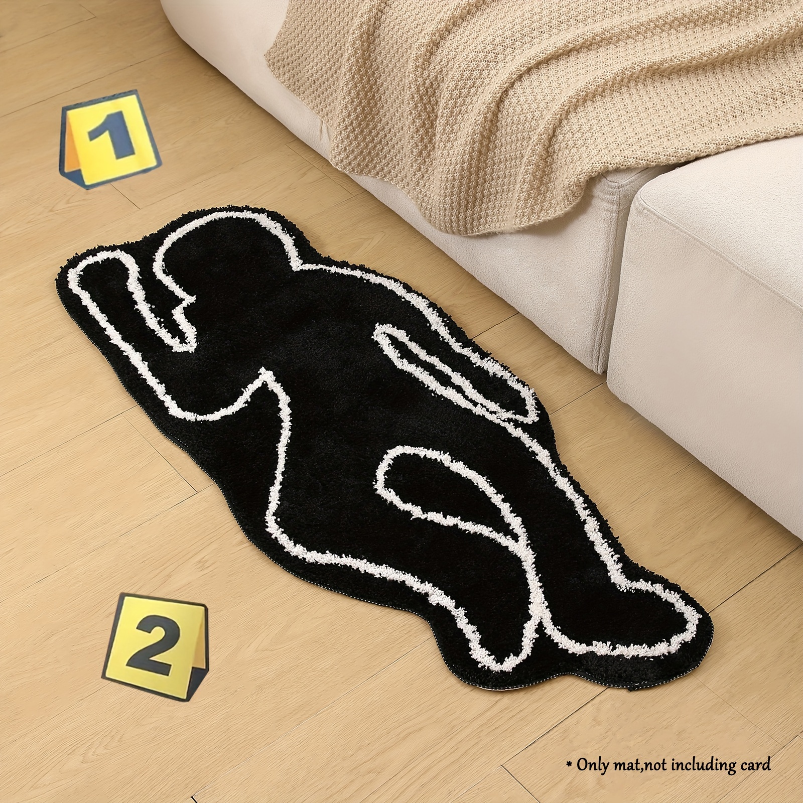 Adorable And Quirky Oversized Black Humanoid Bath Mat Absorbent, Machine Washable, And Features A Non-slip Design, Perfect For Your Bathroom