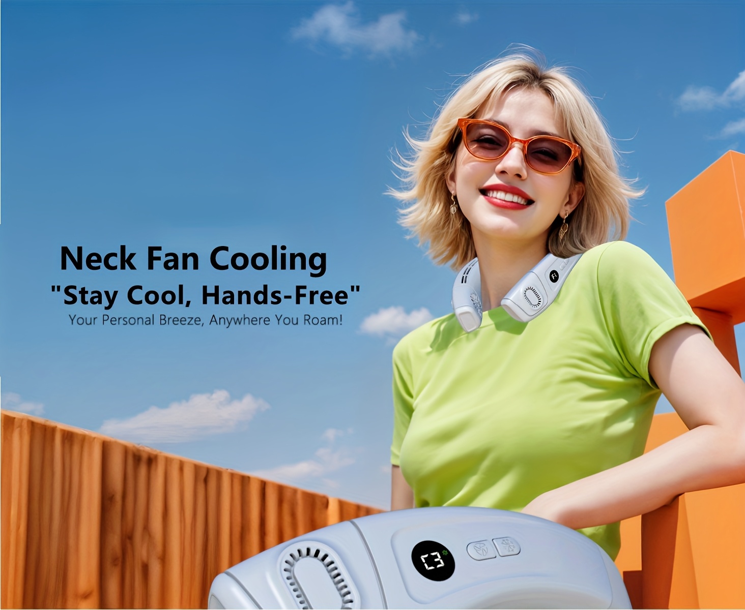Neck Air Conditioner Portable, Up-down Airflow Portable Neck Fan, 360° Full-body Cooling Neck Fan, 5200mAh Rechargeable Neck Fan Air Conditioner with Large Cooling Plate, Neck Cooler, Cooling Plate, Neck Fan, Portable Fan, Large Airflow, Unisex Gift.