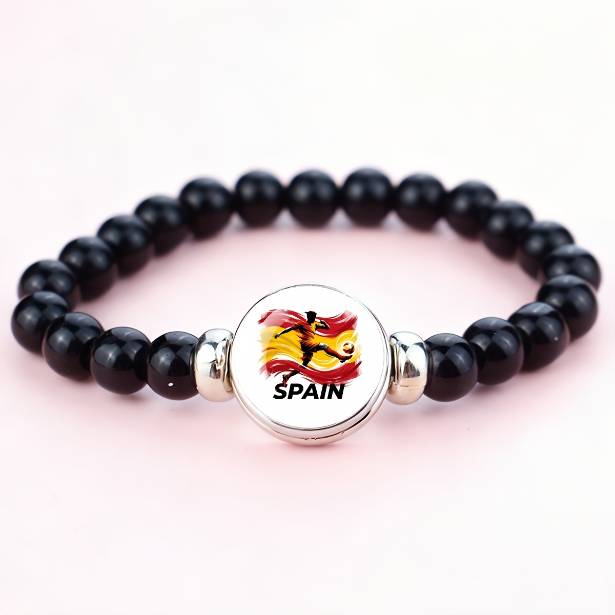 TEMU 1pc Pulsera Elástica de Cuentas con Diseño de Acción de de Fútbol Español para Fans y Coleccionistas de Deportes de Fútbol