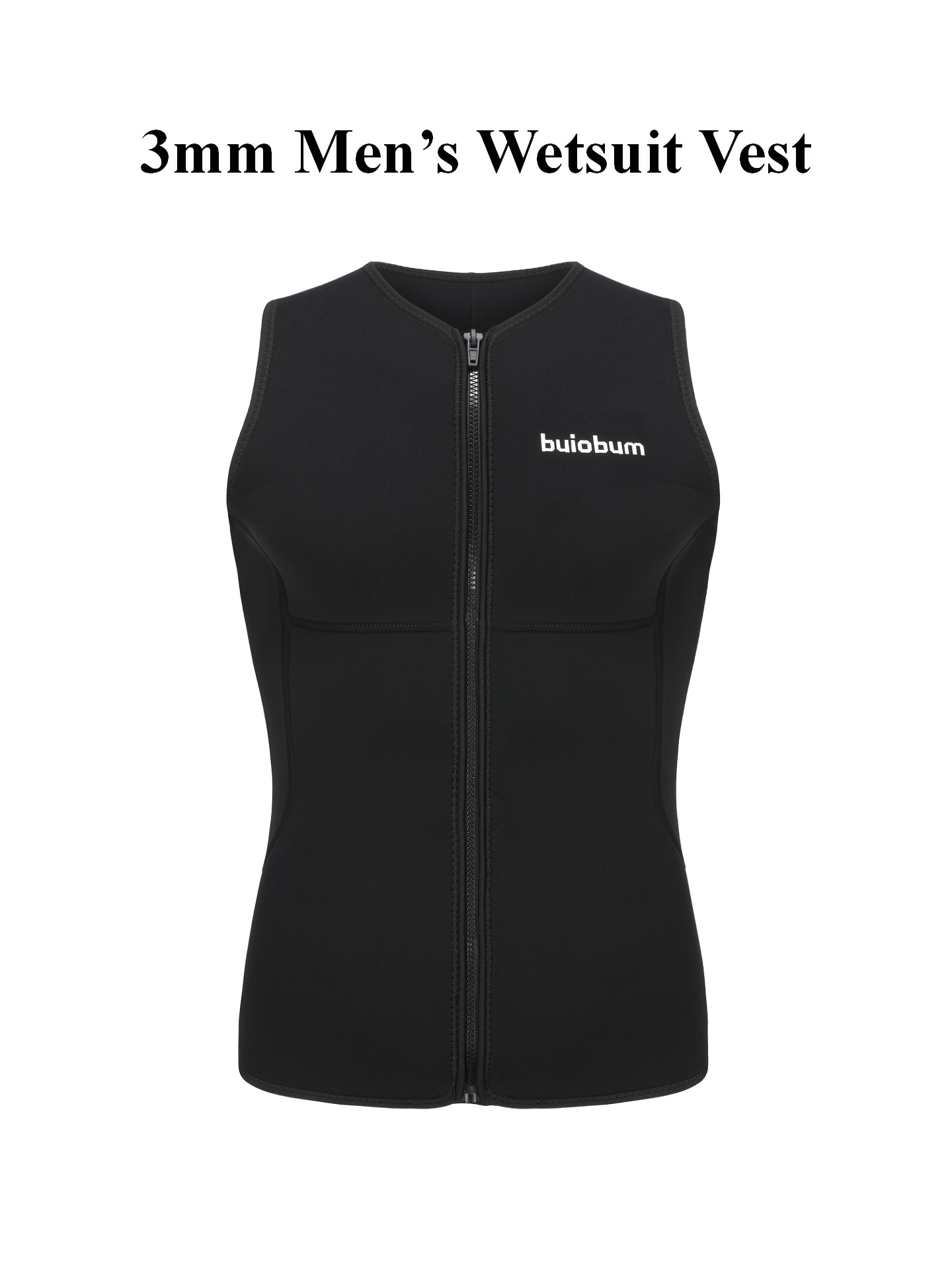   mens sleeveless neoprene swim vest 3mm thickness solid black quick dry stand collar zipper closure ideal for snorkeling paddleboarding surfing and   sports vest stand collar vest stretchable fabric