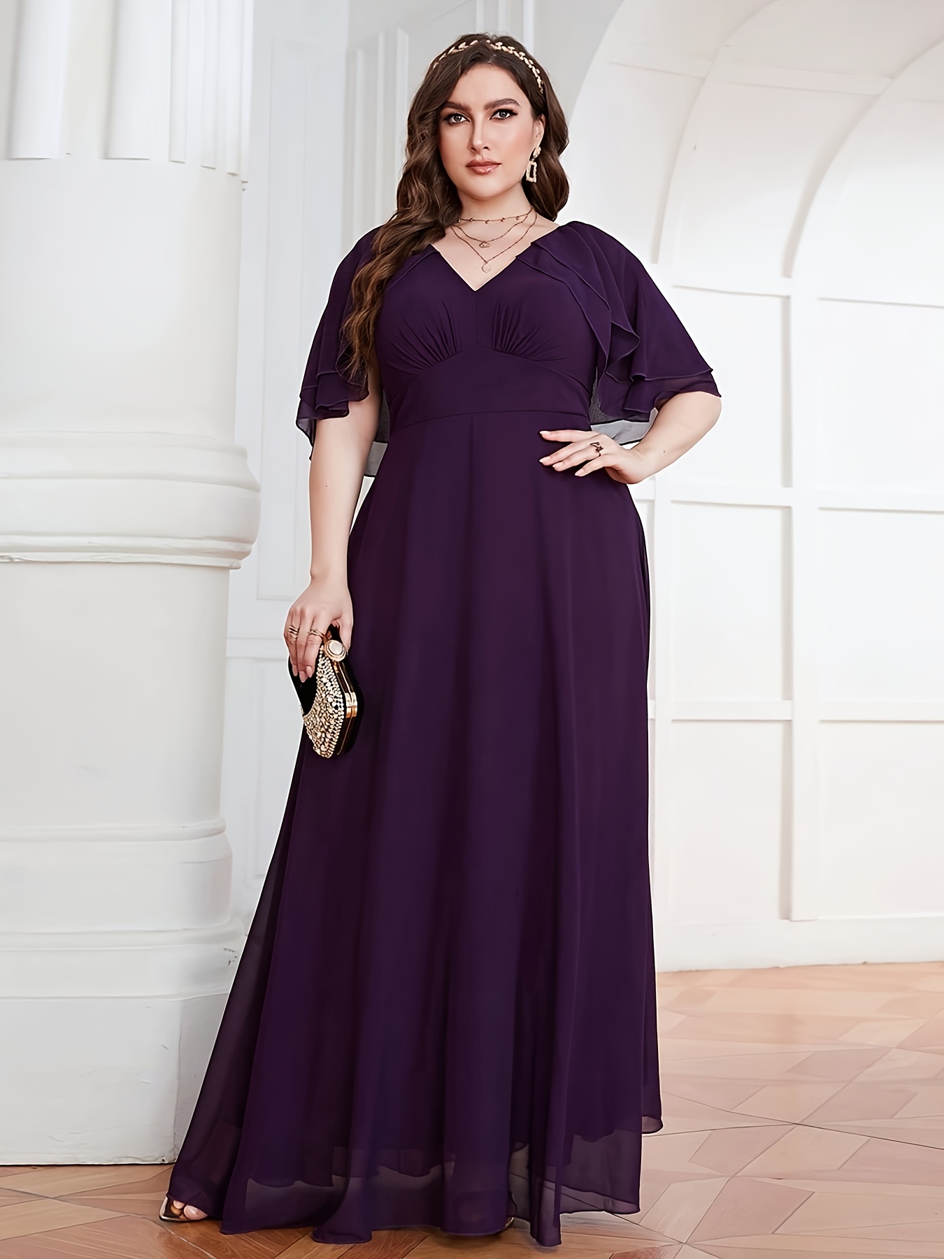 elegante vestido chiffon talla cuello Temu Uruguay