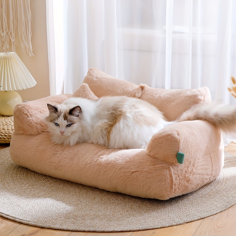 

Cozy Flannel Pet Couch Bed - Non-slip, Washable Sofa For Small To Medium Dogs And Cats, Fluffy, Cat Beds