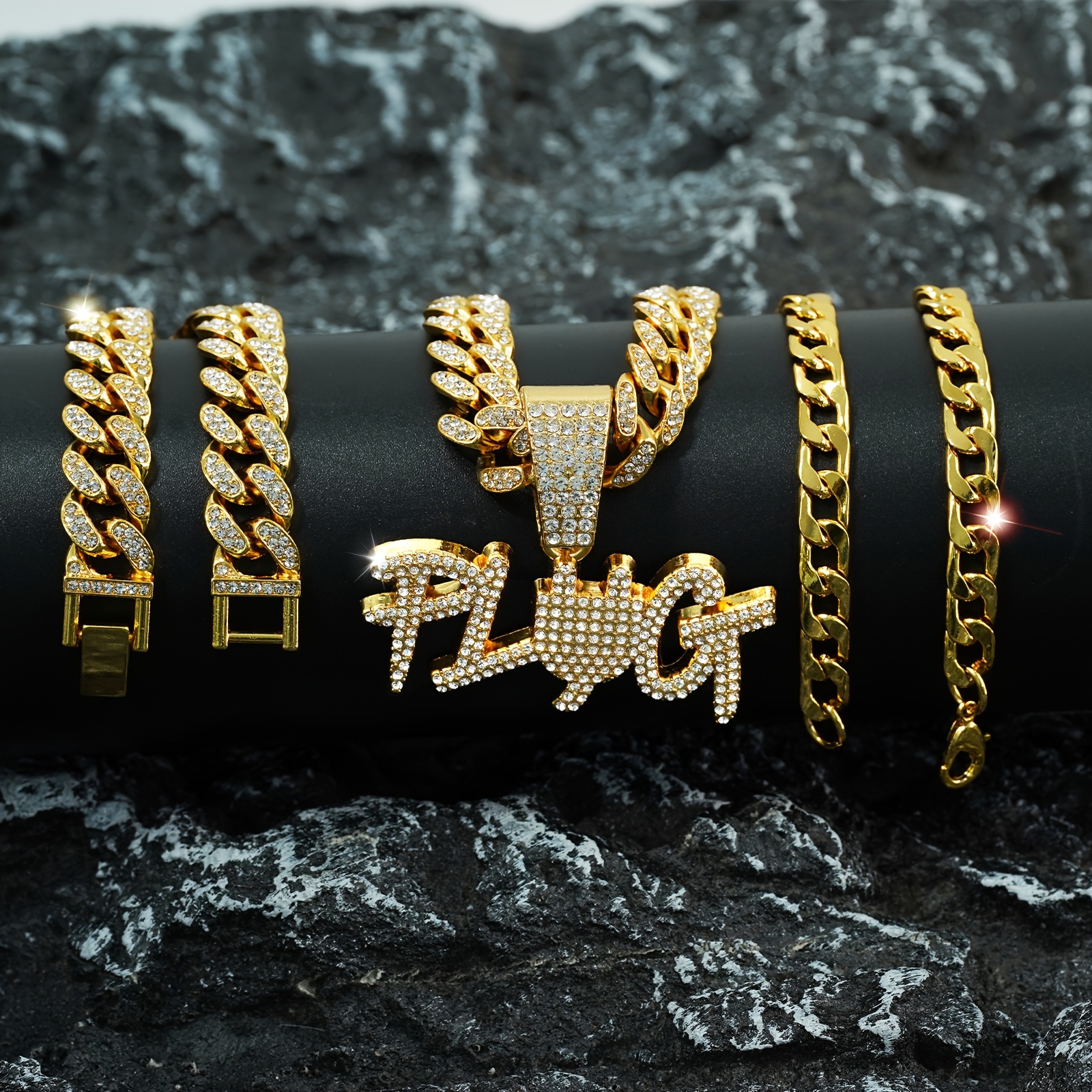 3pcs set hip hop funky personalized alloy full Temu