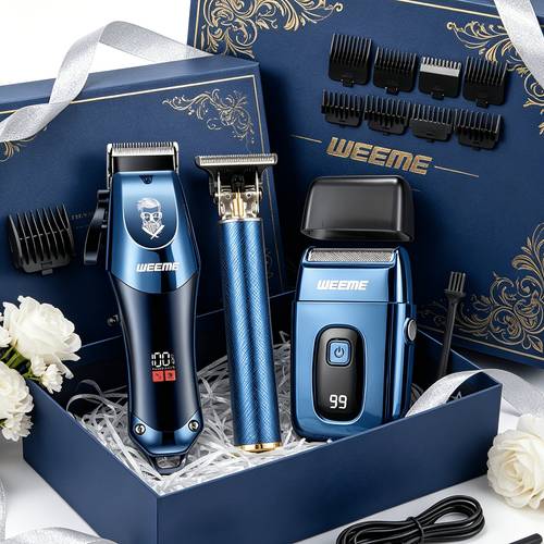 4pcs 2pcs holiday gift box hair clippers for men professional t clippers and trimmer set cordless hair clipper kit with foil shaver and nose trimmer luxury gift set for him