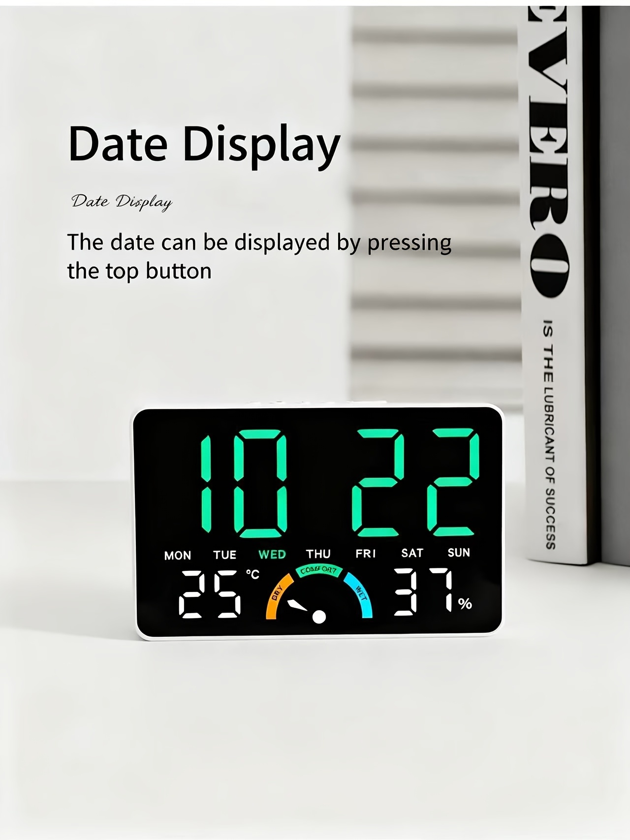 Home Temperature And Humidity LED Electronic Clock, Easy Large Screen Wall-Mounted And Standing Dual-Use Clock, Multifunctional Bedside Alarm Clock, Temperature Dry Wet Comfort Display Clock