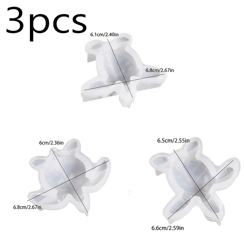 TEMU Set de 3 moules en résine et silicone : trois moules à tortue en silicone de haute qualité, parfaits pour créer des décorations d'aquarium, des