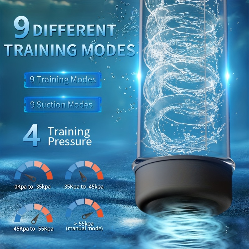 Male penis strong suction self exercise device, equipped with 9 frequency suction modes and 9 training masturbation modes. Sucking stimulation, training equipment, functional ergonomic design, minimalist aesthetics, durable structure, All for male.