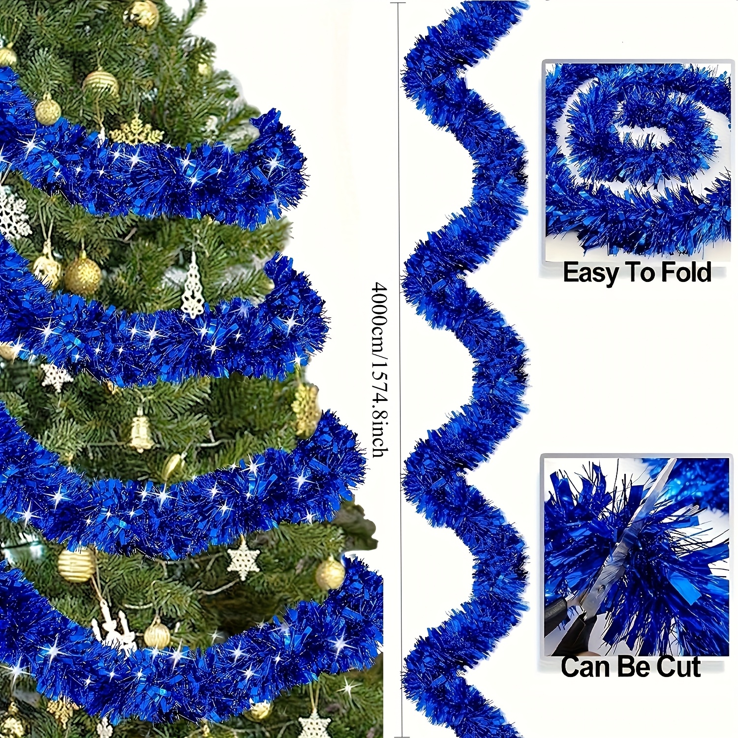 TEMU Christmas Tinsel Garlands, Blue Garlands For Christmas, Santa Claus Gifts, Christmas Decorations, Christmas Tree Decoration Supplies, Suitable
