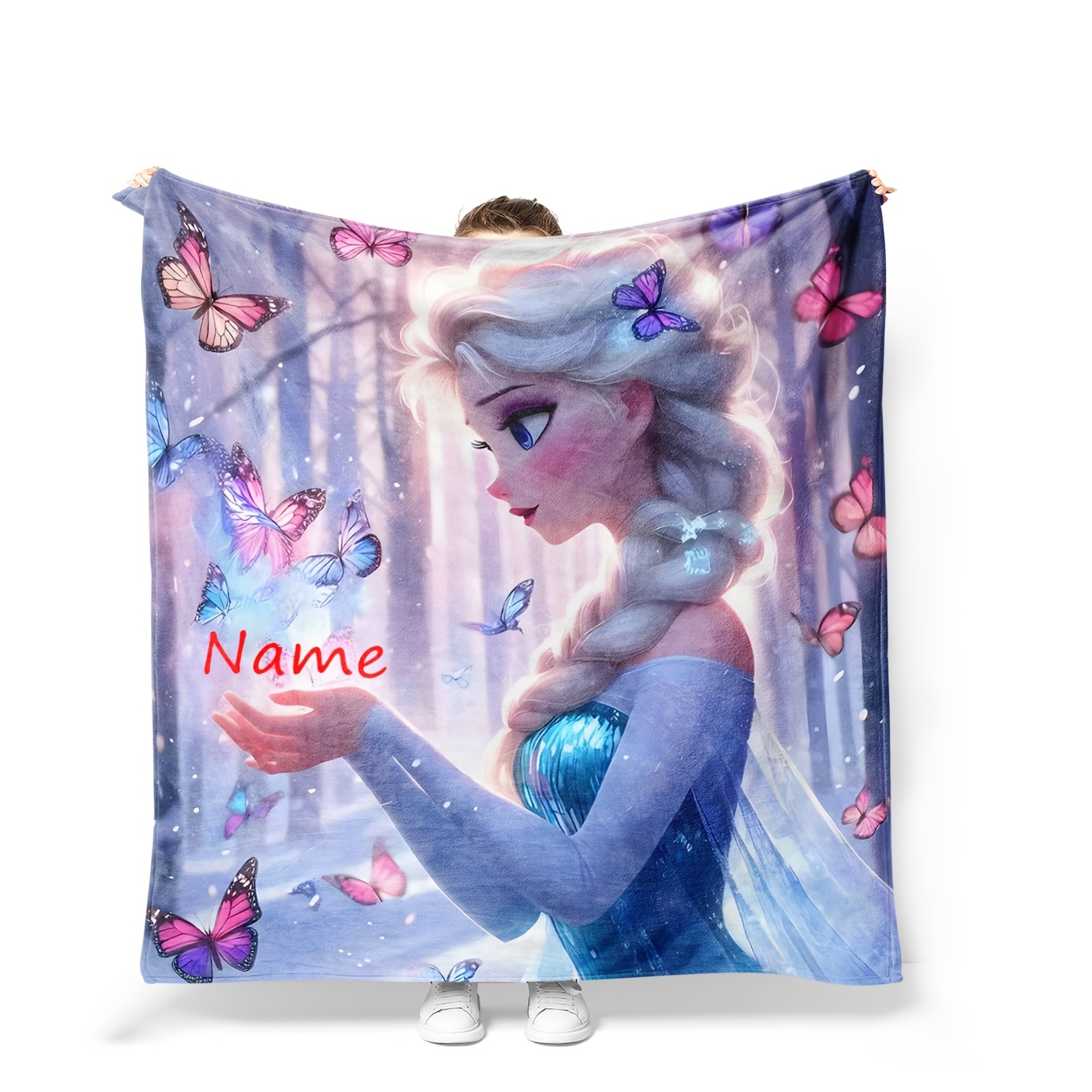 

1pc Name Flannel Fleece Blanket - Contemporary , Knitted , , 200-250gsm, For Napping And Bed