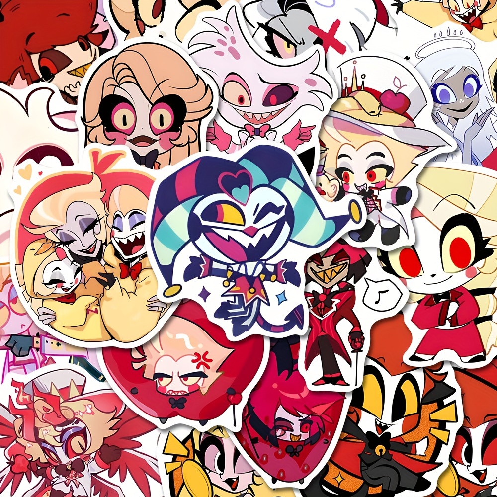 Anime Character Hazbin Graffiti PVC Stickers Pack - 58 Pieces for Laptop, Luggage, Bike, Refrigerator, Bottle, Phone Case Decoration