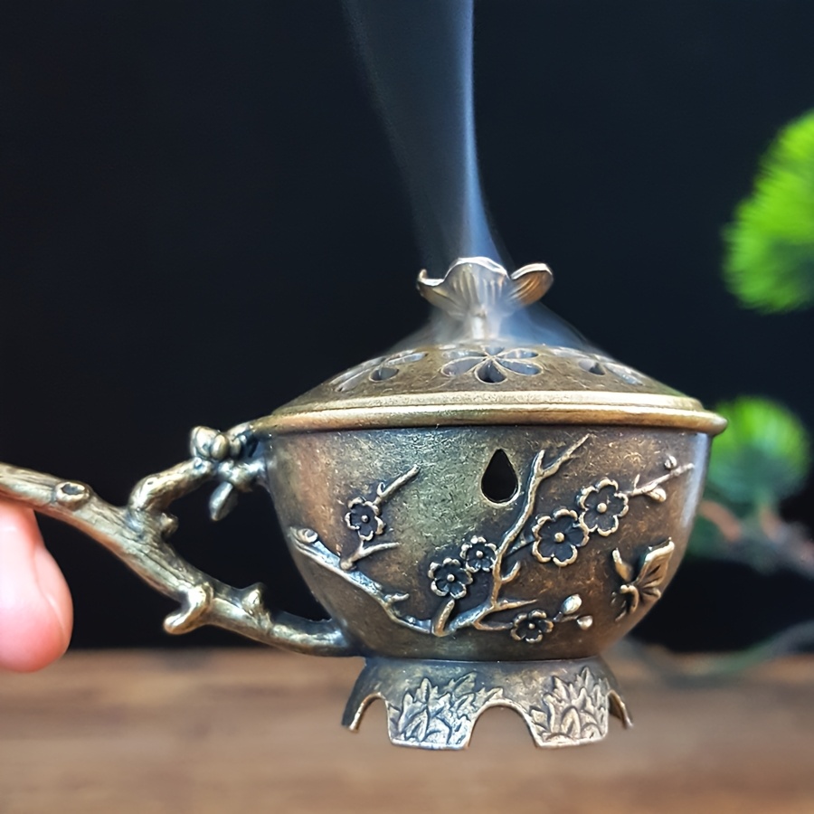1   held plum    se holder retro metal  se holder sandalwood  se holder burner tea ceremony  se ceremony living room home desktop decoration yoga meditation burner health  se     scenery  