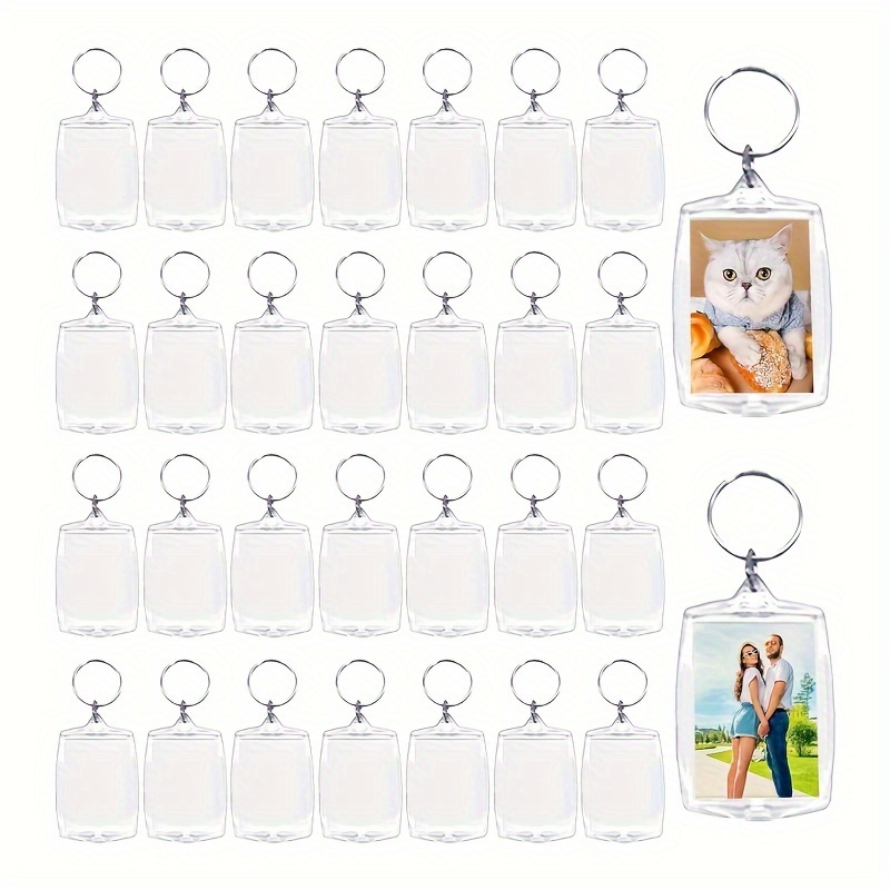 

10pcs, Clear Acrylic Photo Frame Keyring With Split Ring - Perfect Gift For Family And Friends - Holds 2.16 X 1.5 Inch Pictures